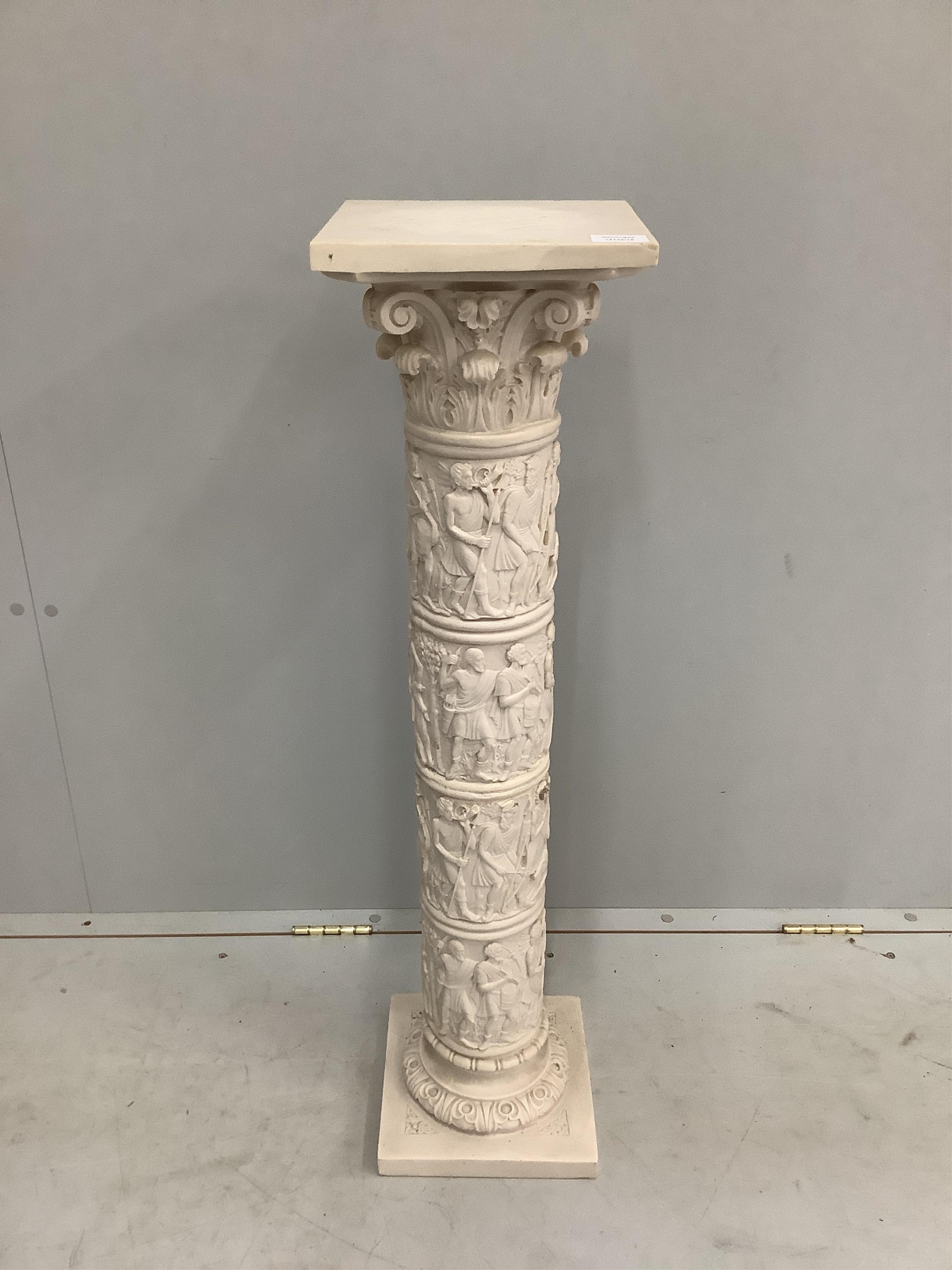 A composition faux marble pedestal, height 95cm